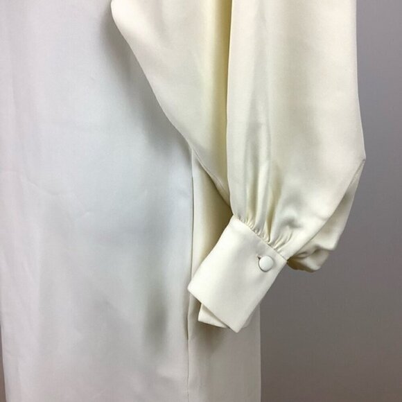 ST. JOHN SILK MINIMALIST BALLOON SLEEVES DRESS IN ALABASTER NWT - Picture 8 of 16